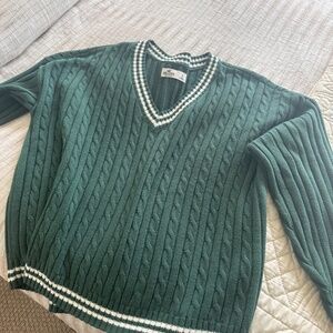 CABLE-KNIT V-NECK SWEATER